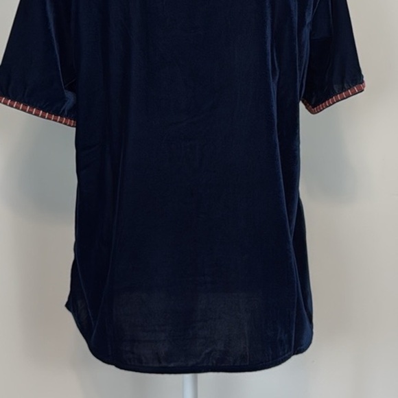 Soft Surroundings Blue Lilian Velvet Top. Embroidered. Size Medium. - Picture 9 of 12